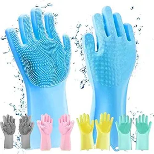 Silicone Scrubber Cleaning Gloves